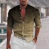 Spring and Autumn Gradual Change Long-sleeved Stand-collar Men's Casual Shirts