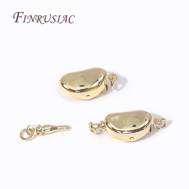 Fashion Brass Ingot Clasps 14K Gold Plated Press Buckle End Clasp Connectors Jewelry Connected Clasps DIY Accessories Wholesale