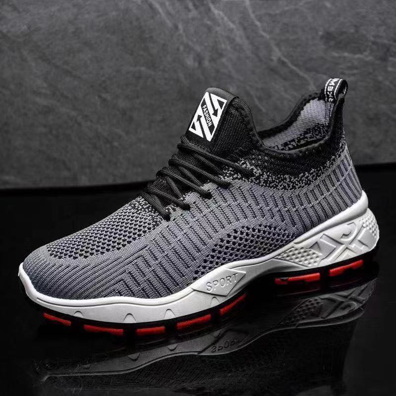 Men's trendy shoes 2025 new fly-woven breathable casual running shoes student mesh sports shoes men's shoes spring and autumn