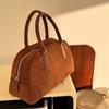 Brown Suede Boston Bag designed for Women's High Quality Autumn and Winter Korean Bowling Bag High-end Pillow Bag Handbag