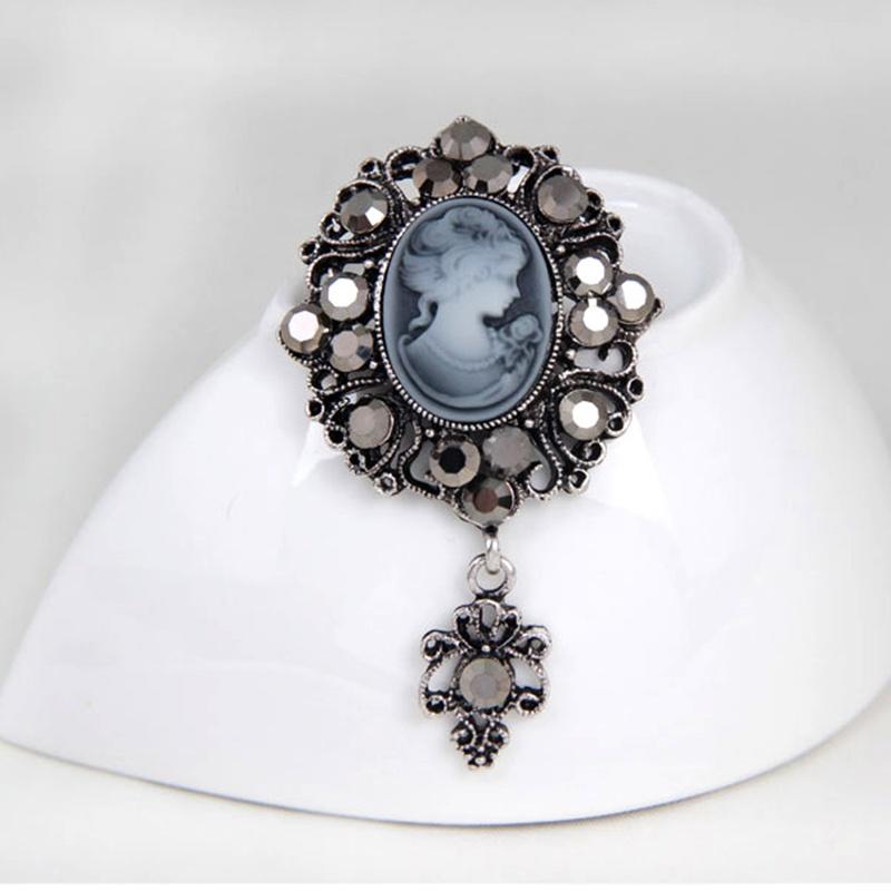 1pc Women Jewelry Long Vintage Brooch Pins Pretty Beauty Queen Cameo Brooches For Women Gift