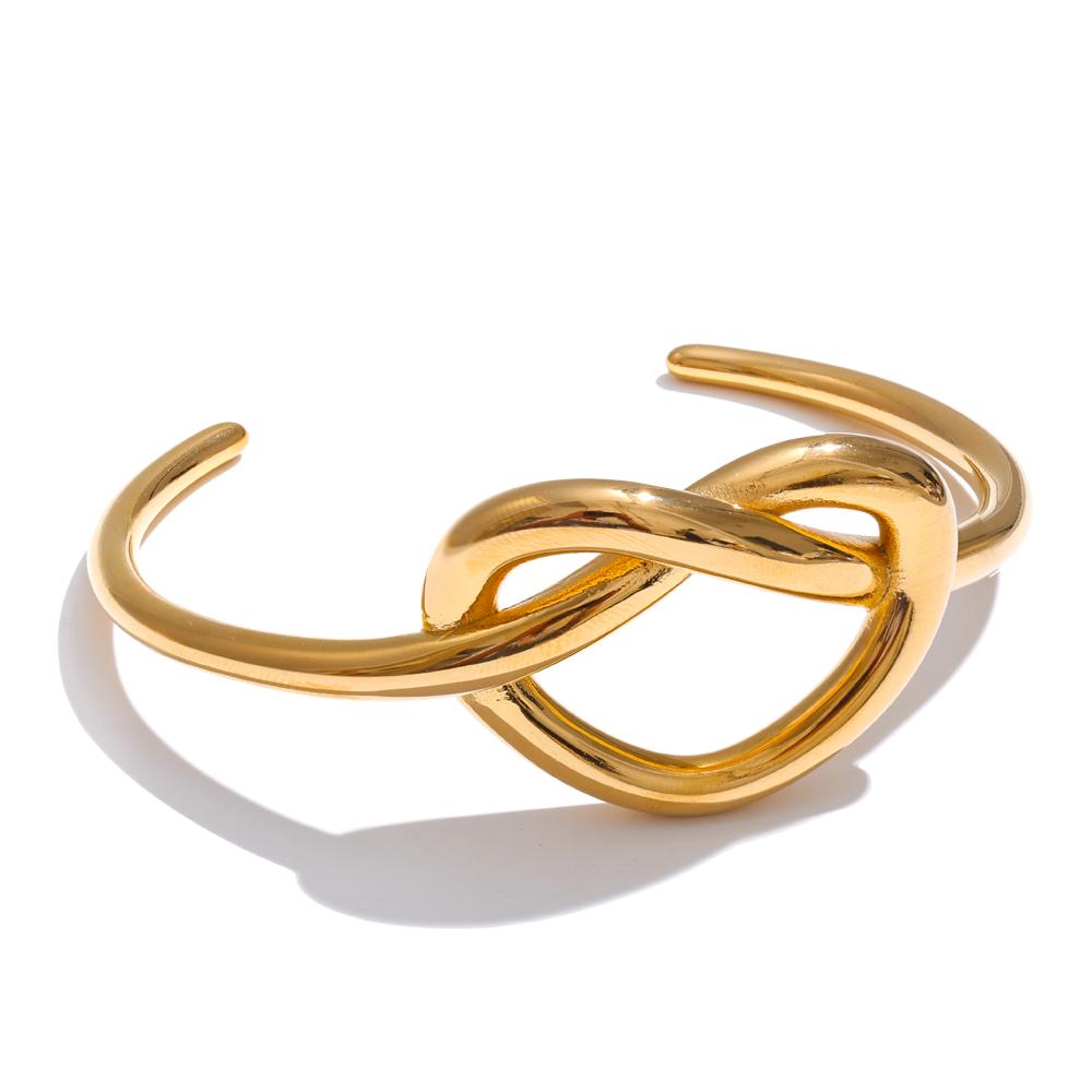 

Yhpup 59mm Fashion Stainless Steel Heart Cuff Bracelet Bangle Metal Texture High Quality Minimalist Attractive Jewelry 2025 Gift