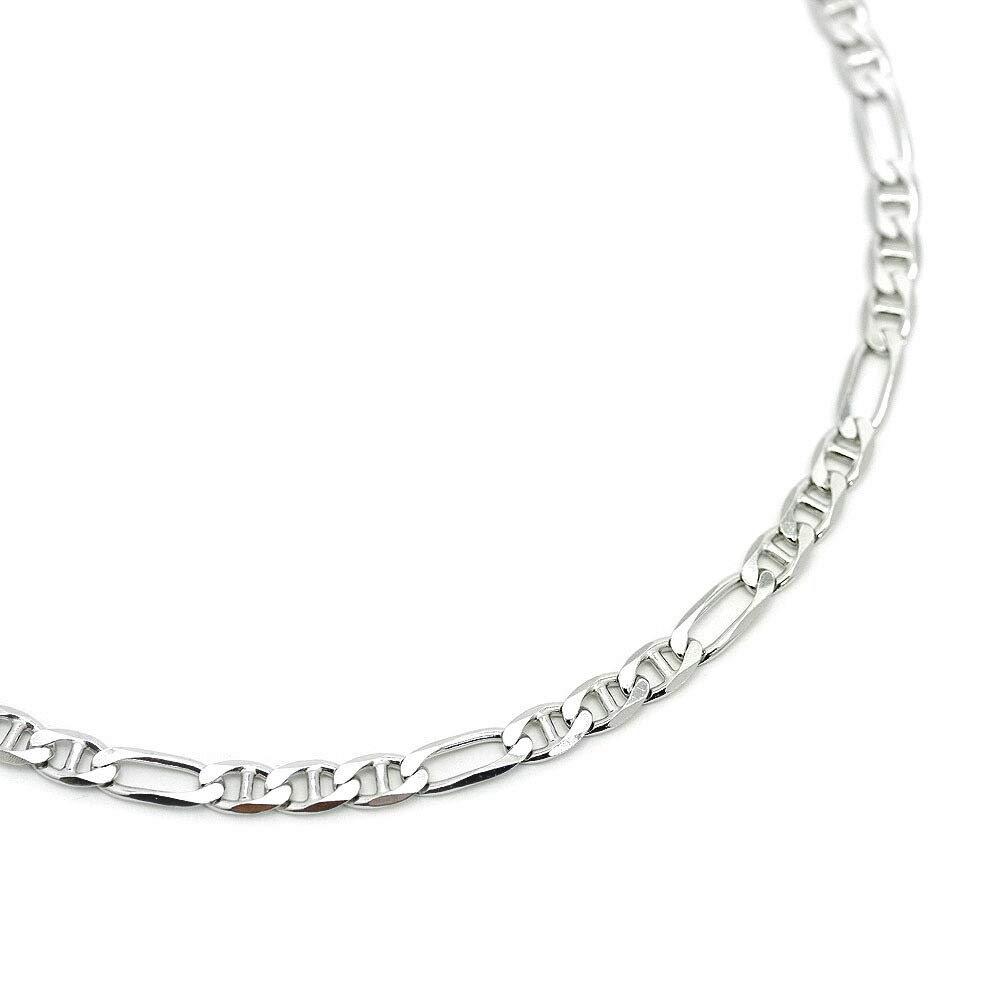 Hergestellt in Italien, Silber 925, NEO Figaro-Kette, ko-Farbe, Breite 4 mm, dünn, Dicke 1 mm, Länge [Silber Eins], Herren [Silber 45 cm]