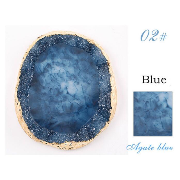 Resin Stone Transparent Color Nail Art Palette Mirror Glass Pallet Tool Blending Pigment Nail Tips