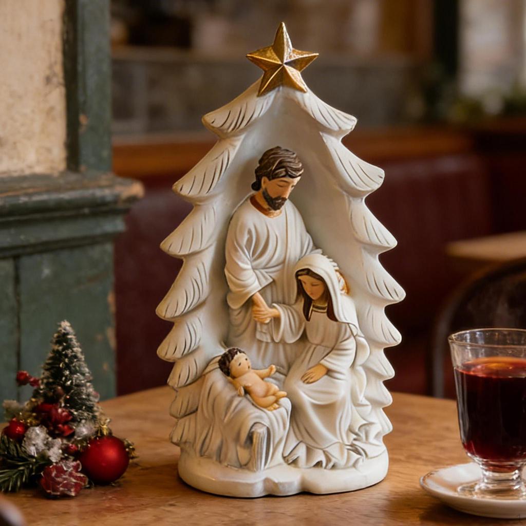 Nativity Scene Figurine Tabletop Decoration Accessories Resin Religious Decor Decorative Lovely