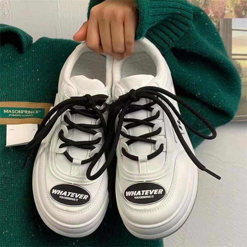 Big Head Shoes Women's Summer New Ins Fashion Rundt hode tykk bunn Allsidig Casual White Shoes