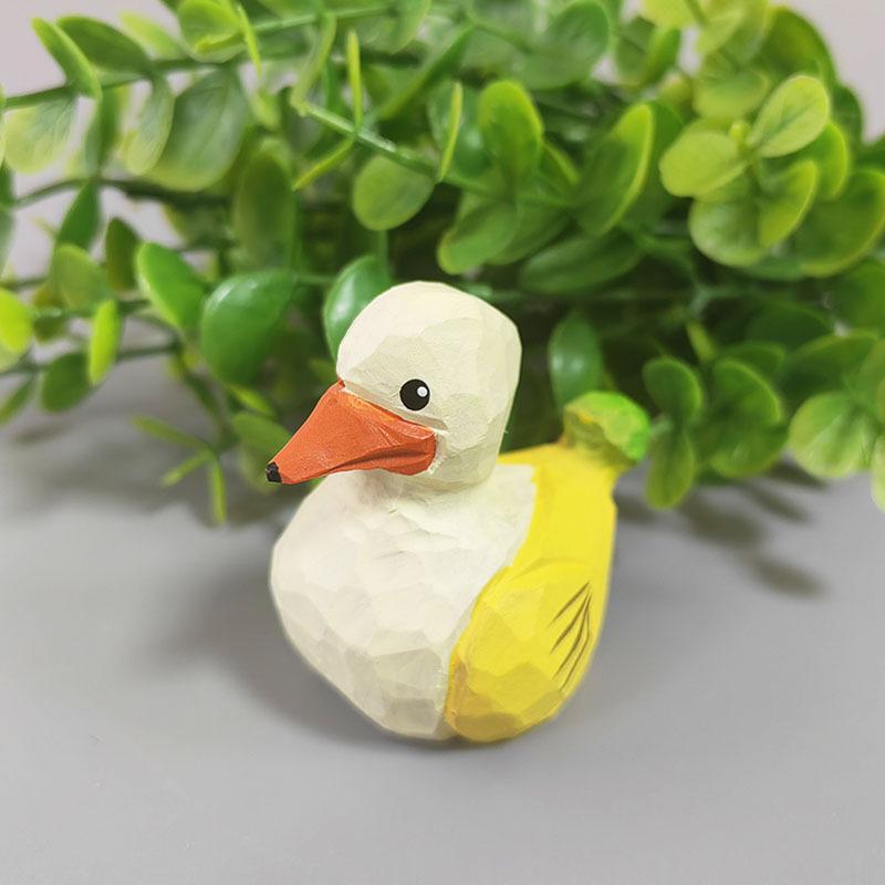 Handmade Solid Wood Carving Ornament - Cute Style Decor for Living Room or Office Desk
