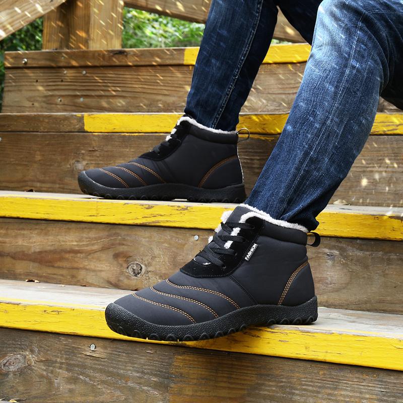 Men Snow Boots lace up Winter Ankle Boots for Men Warm Lace-up cotton Men Shoes Fashion Plush Winter Boots Fur Men Sneakers