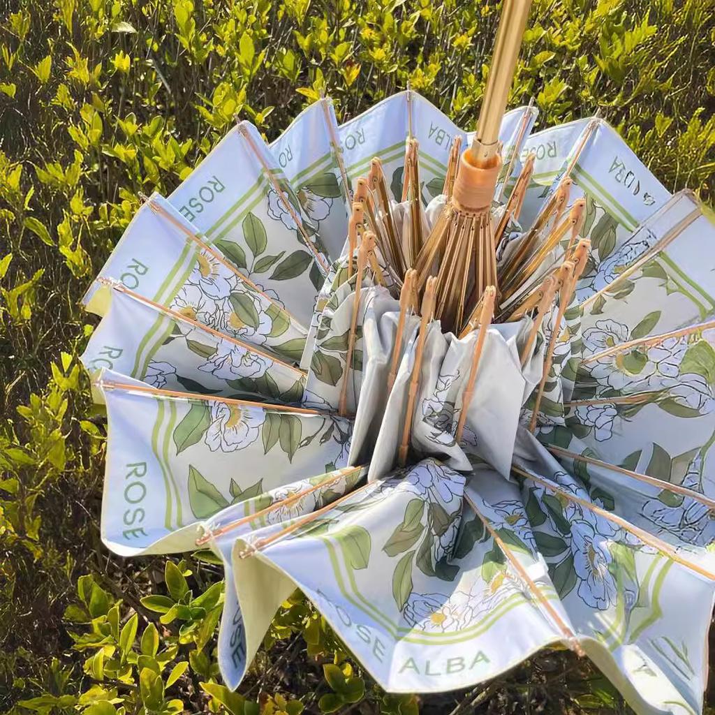 16. Bone sunny umbrella, sun umbrella, girls' anti-ultraviolet double-layer sunshade, sunscreen 5-fold umbrella, umbrella