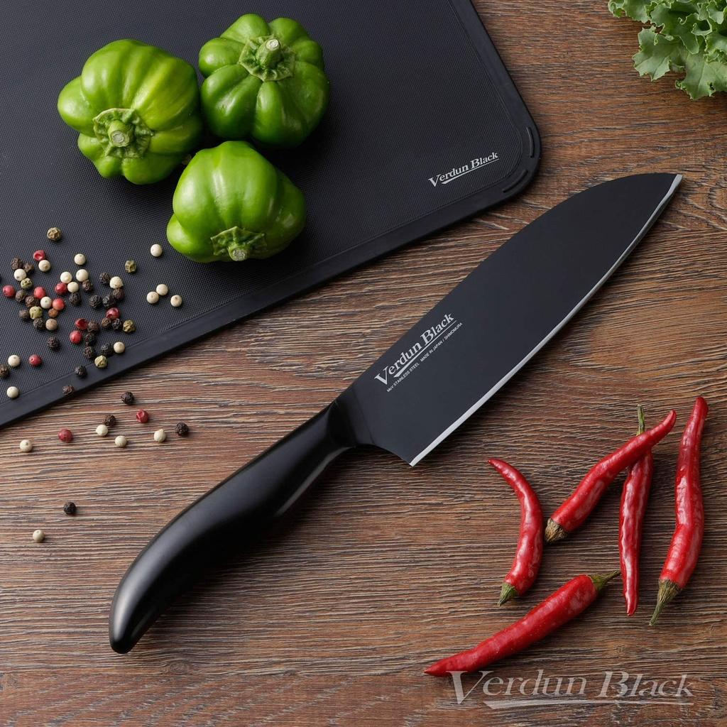 Shimomura Kougyou Verdun Black Santoku Antibacterial Soft Sheet Cutting Board Set Made In Niigata & (Medium) OVB-911, Tsubame-Sanjo,