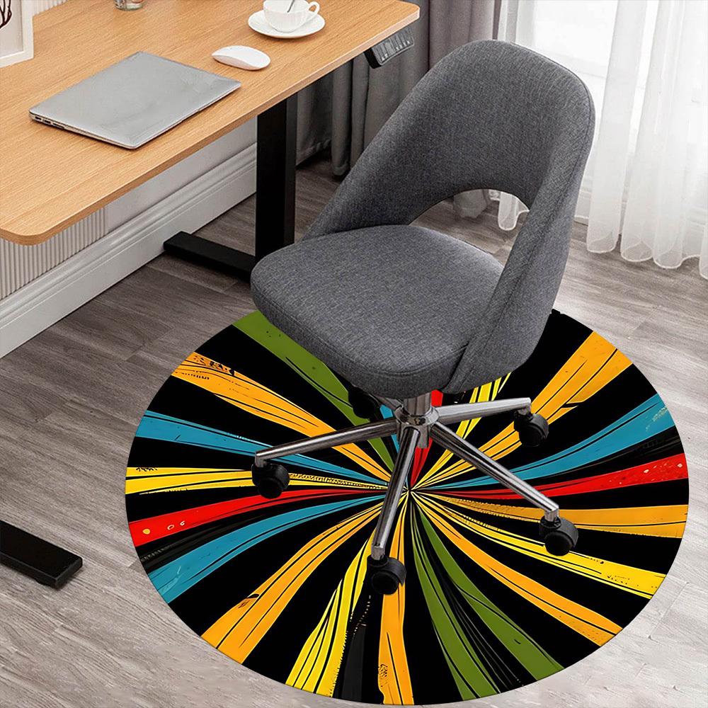 1pc colorful spiral Round Chair mat Area Rug - Non-Slip, Floor Mat for Office, Bedroom, and Indoor Decor -1002253