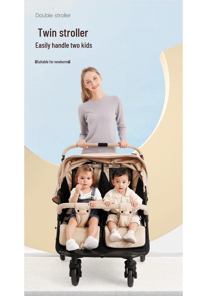 SEEBABY Foldable Sit-Lie Twin Side-by-Side Baby Pushcart