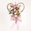 Heart-Shaped Ribbon Wreath with Artificial Carnations for Mother's Day Wall Decor