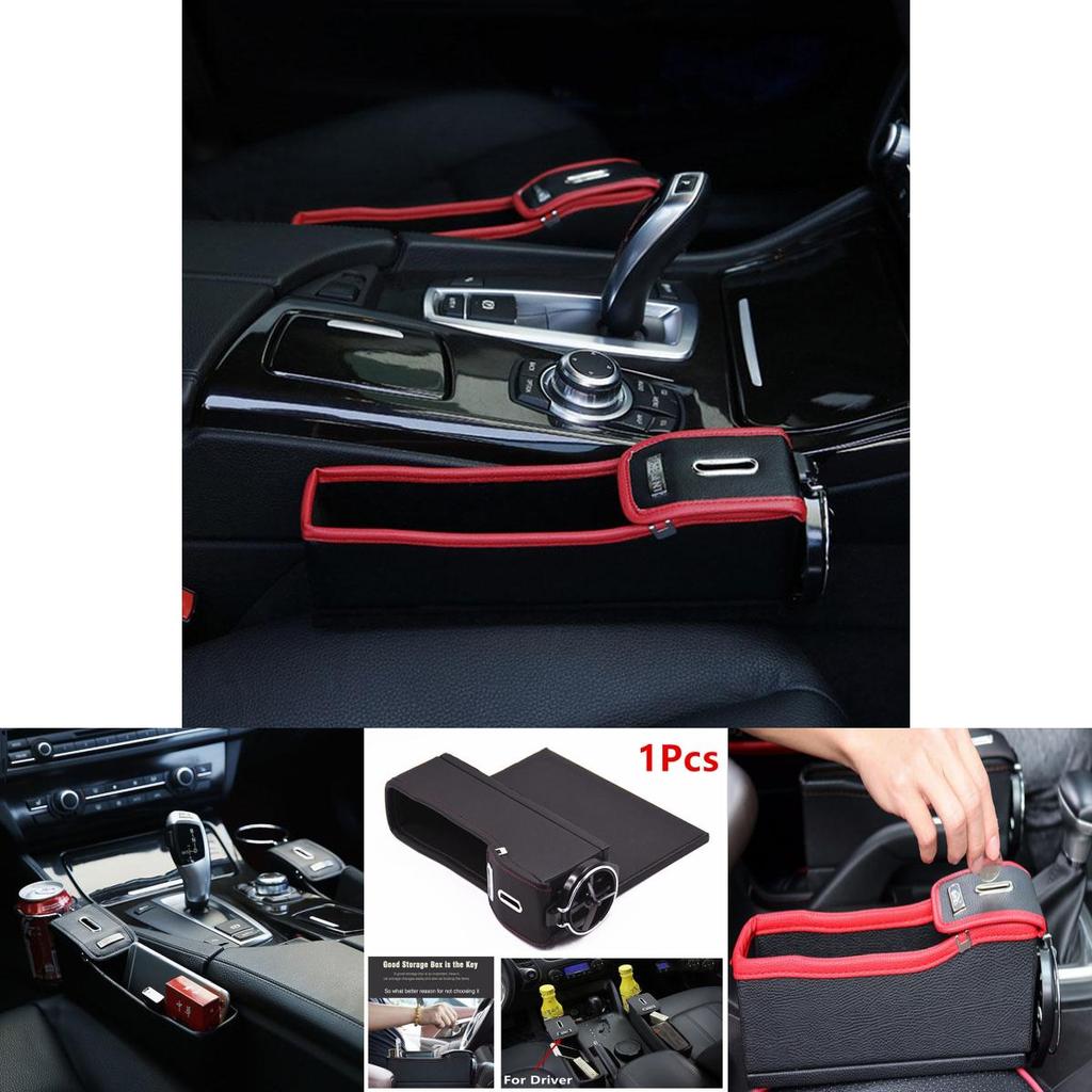 Durable Pu Leather Car Seat Storage Box Stylish Coin Collector For Everyday Use