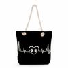 Multifunctional Dog Paws Printed Thick Rope Shoulder Beach Bag Casual Large Capacity Handbag 7601