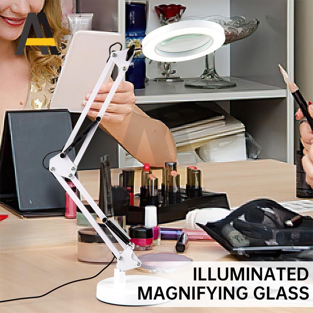 10X Large Rechargeable Magnifying Glass with Light Stand USB Powered 3-Color Led Magnifying Glass For Soldering Iron Repair