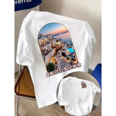 Casablanca Aesthetic Architectural Graphic T-Shirts Men Women Casual High-quality Trend Hip Hop Streetwear Top Y2K Gothic Cotton Oversized T-shirts