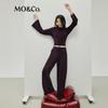 MO&Co. Autumn High-Waist Wide-Leg Drawstring Brushed Velvet Pants