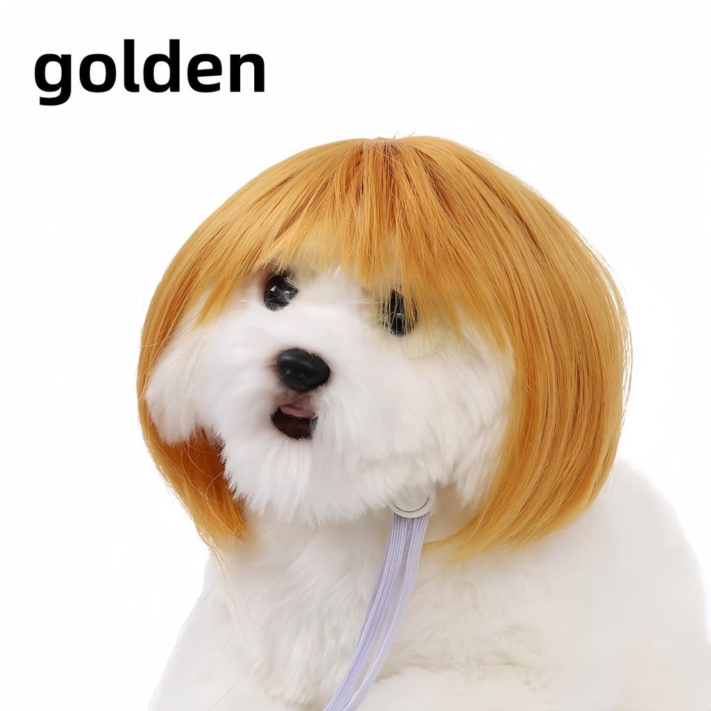 Interesting Pet Wig Universal Cat Dog Bangs Bob Wig Head Cover for Cosplay Halloween Christmas Role-playing Fashion Fun Pet Hair