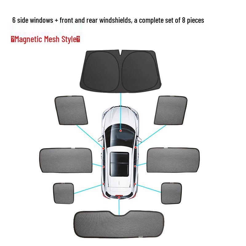 BYD Song L Magnetic Car Side Window Sunshade: Sun Protection, Heat Insulation, Mosquito-Proof Mesh Curtain