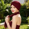 Yoga Hat with Satin Lining Hair Protection Frizz Control Soft Breathable Turban Nightcap High-Elastic Pleated Fabric Turban Hat