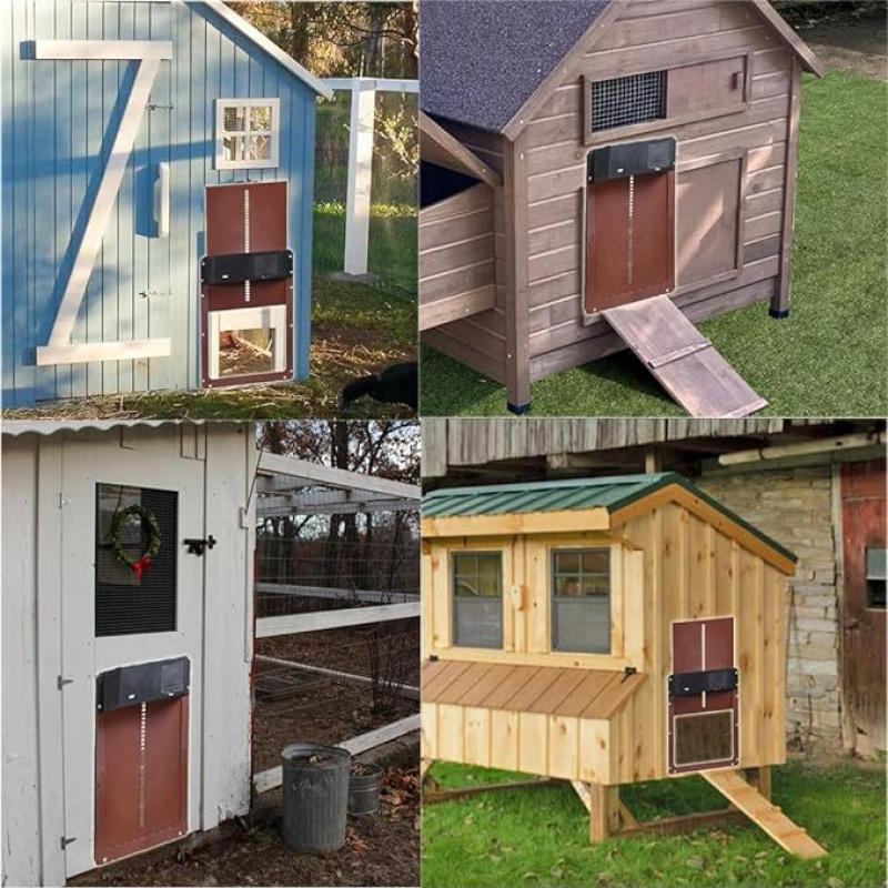 Automatic Chicken Coop Door Opener ABS Light Sensor Waterproof Battery Powered Poultry Coop Safety Automatic Open Close Pet Door System
