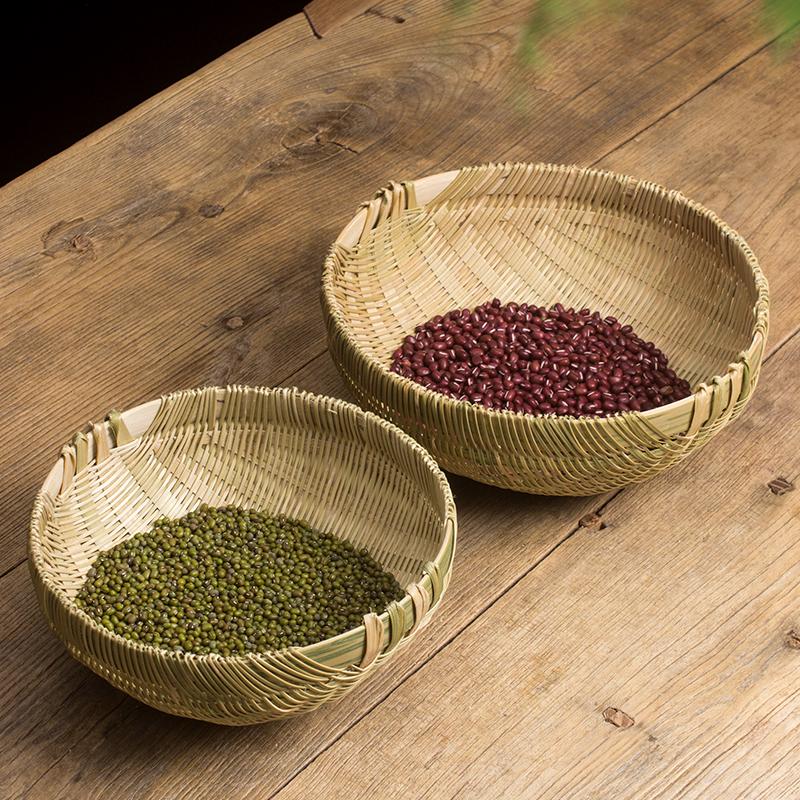 Multi-Purpose Bamboo Weaving Basket for Washing, Draining, and Storing Vegetables, Fruits, Rice, and Steamed Buns