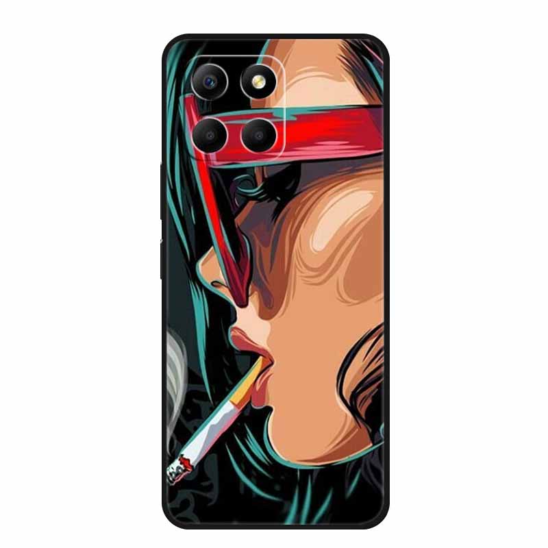 Etui For Honor X6a Zwierzęta TPU Silikon Miękki Tylny Pokrowiec na Telefon dla Huawei Honor X6a HonorX6A 2023 Ochronny Wilk Czarny Fajny Capa