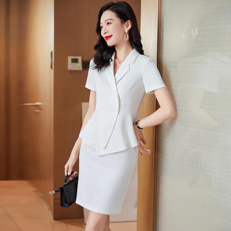 Teluoman Women's Summer Professional Short Sleeve Suit Set