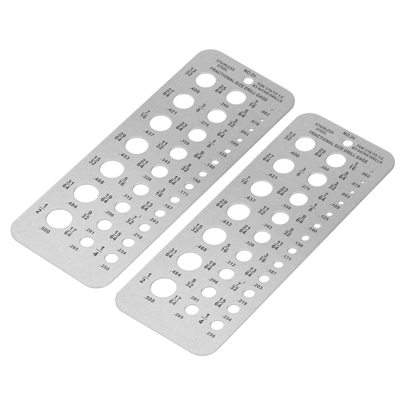 

2 шт., измерительный инструмент для сверл, 29 отверстий, метрическая система, имперская система, нержавеющая сталь, металл, индекс 1/16-1/2 дюйма