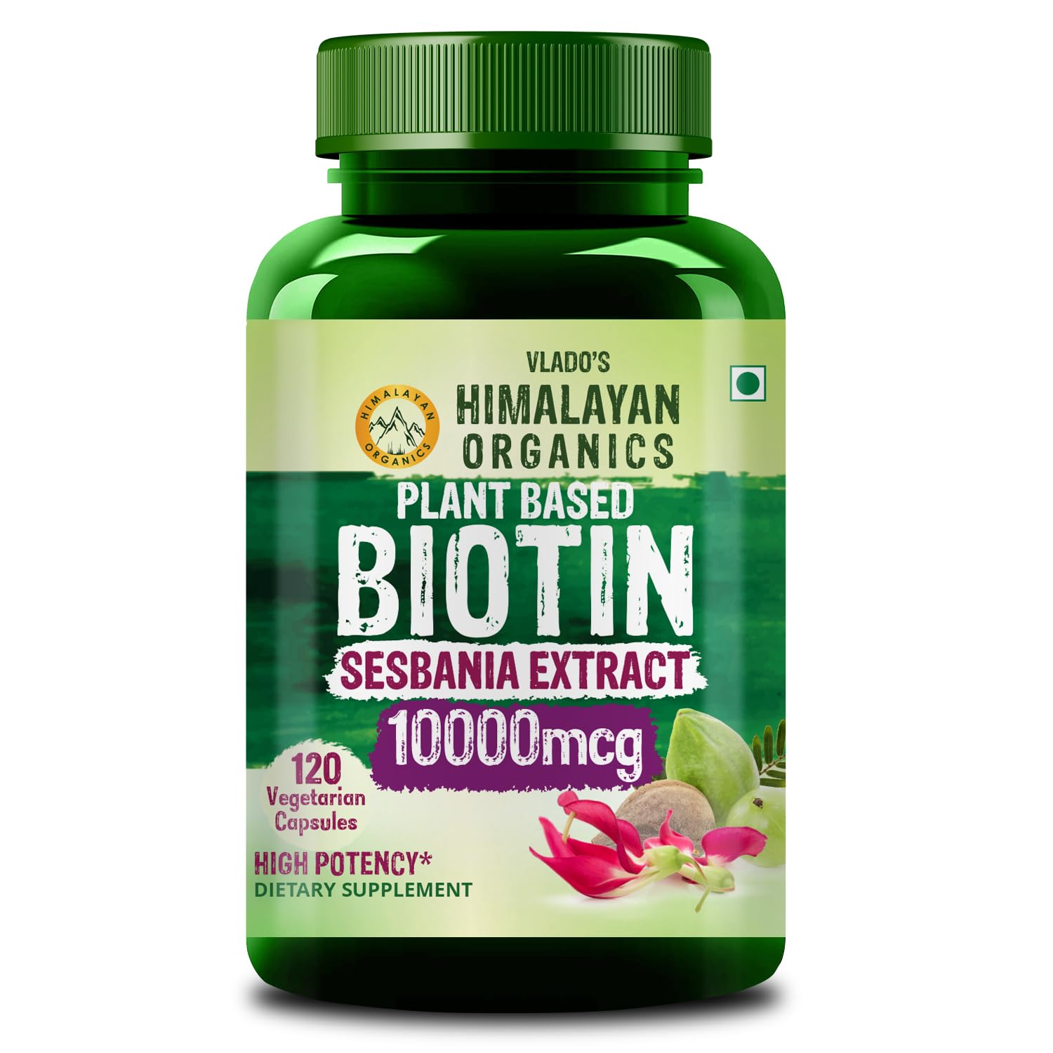 

Vlado’s Himalayan Organics Plant-Based Biotin 10000Mcg Capsules For Hair Skin Nails 120 Veg