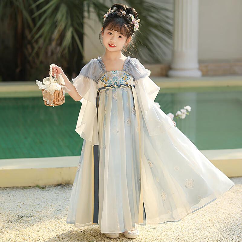 Girls Hanfu Summer Short-Sleeve Princess Dress 150