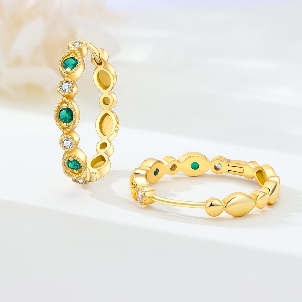Orstarry S925 Silver Earring Versatile Purple Blue Green Zircon Earrings Gold Plated Earrings Women Birthday Gifts