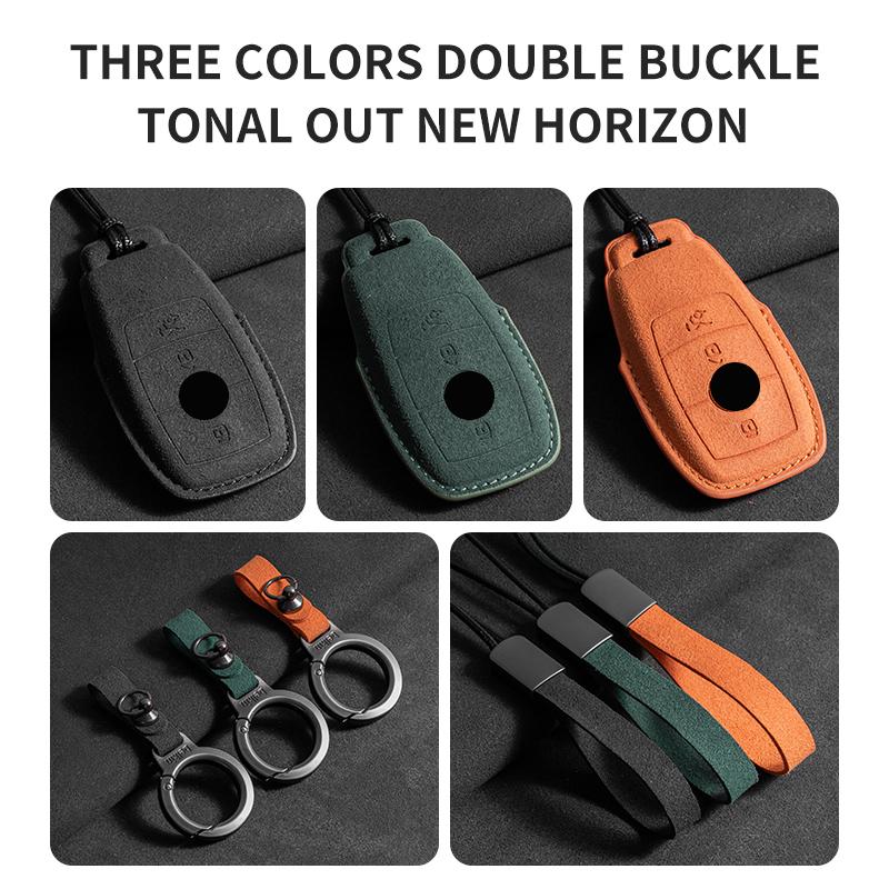 Suede Car Key Case Cover Shell for Mercedes Benz A C E S G Class W177 W205 W213 W222 X167 Amg Glc Cle Cla Glb Gls Car Key Bag