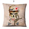 Federa Cuscino Quadrata in Cotone e Lino Serie Halloween Lussuosa con Teschio per Arredamento Casa alla Moda