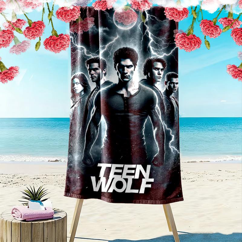 Teen Wolf Aufdruck Strandtuch, Großes Weiches Schnelltrocknendes Handtuch für Strand Camping Schwimmen