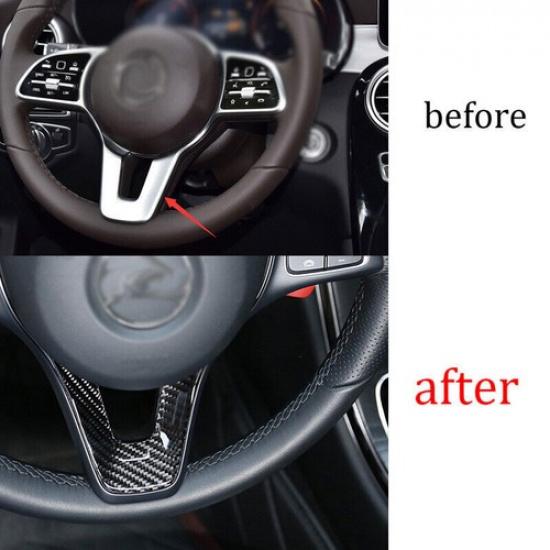 Carbon Fiber Steering Wheel Panel Cover Trim Fit For Mercedes-Benz GLC 2016-