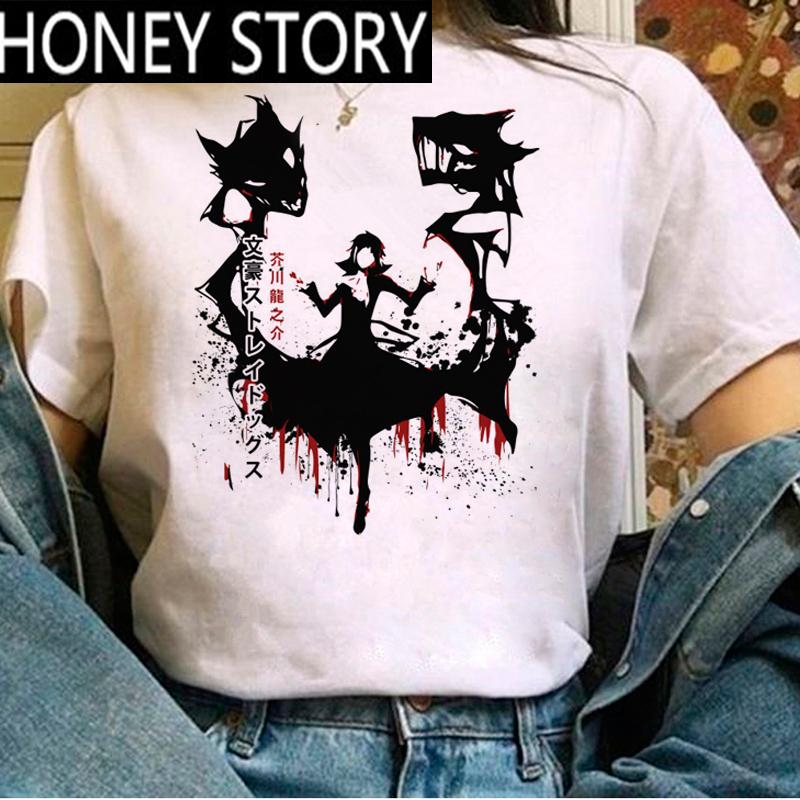 

Женщины Каваи Мультфильм Харадзюку Графические тройники Японское аниме Bungou Бродячие собаки Футболка Летние топы Унисекс Уличная одежда Женский