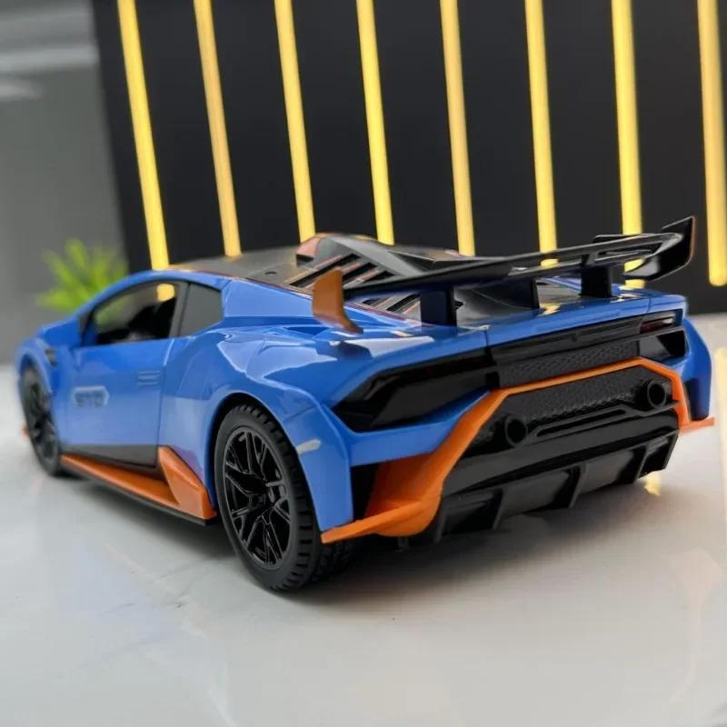 Alloy 1/24 Lambo Huracan STO Sport Car Model Diecast Toys Vehicles Sound and Light Voiture Miniature Collective Home Decoration