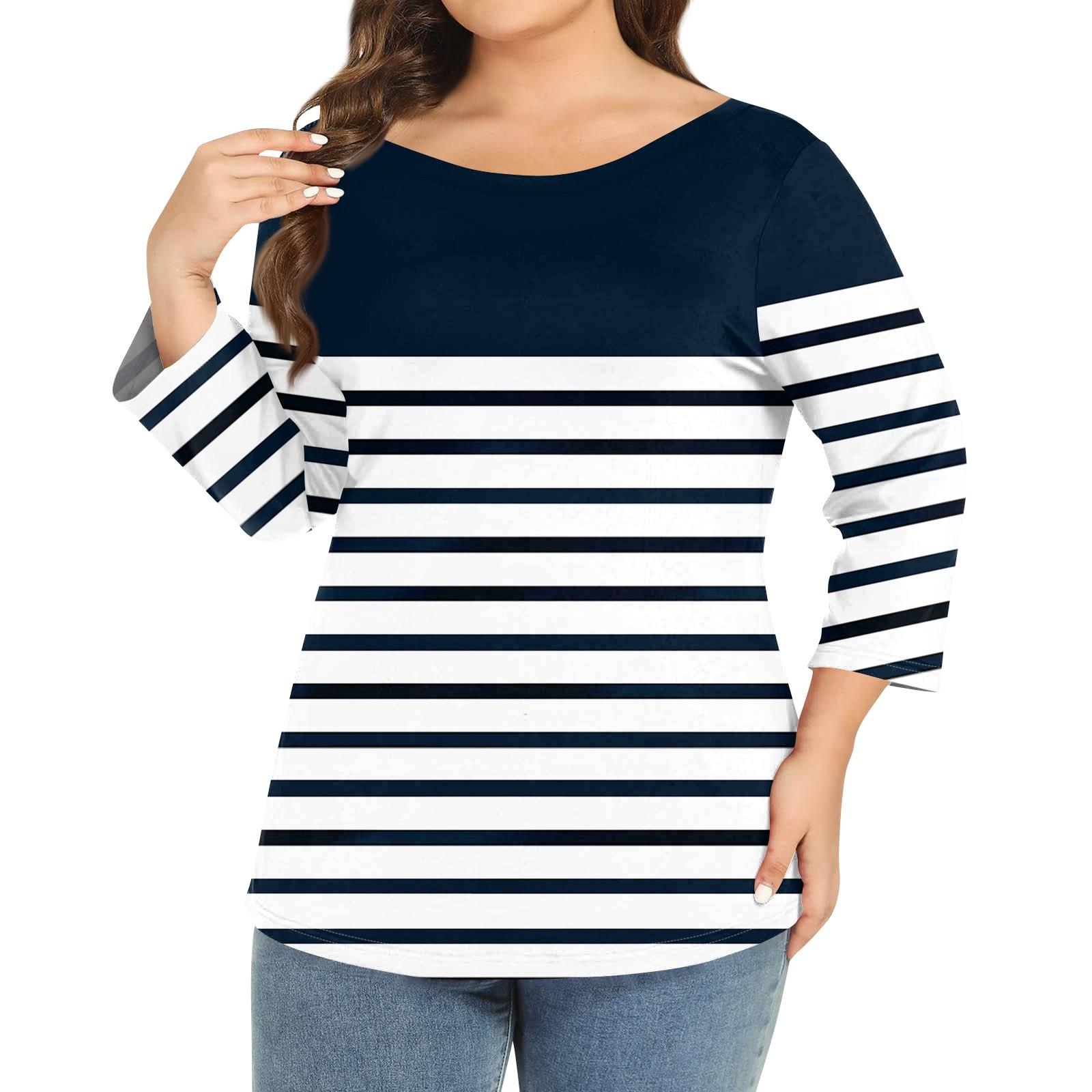 

Женский однотонный топ больших размеров с круглым вырезом и рукавами 3/4 XXXXXL белый