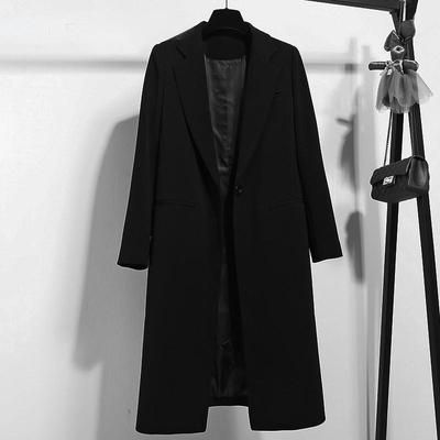 Alta qualità Autunno Inverno Moda Donna Abbigliamento da lavoro Trench Abbigliamento Medio Lungo Stile Temperamento Giacca nera sottile