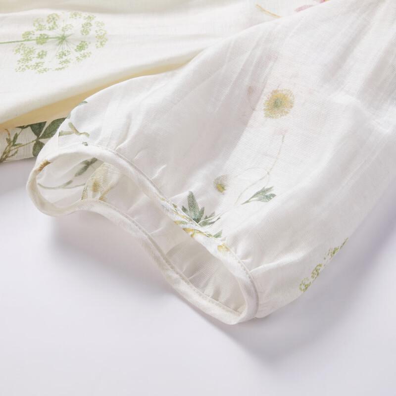 Women's French Style Floral Linen Blend Midi Dress
