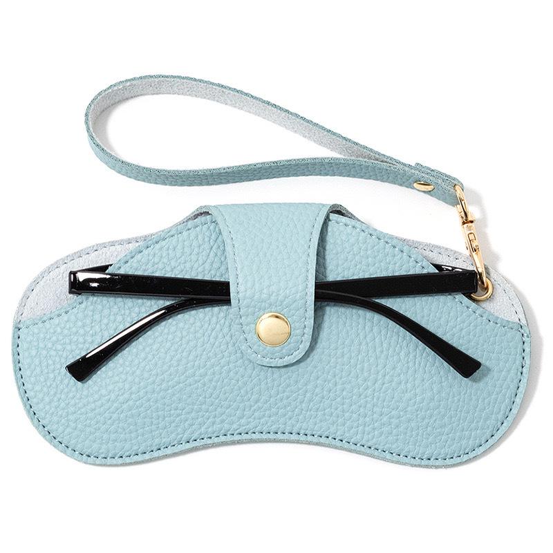 

Portable Lychee Pattern Sunglasses Pouch with Lanyard - Leather Protective Eyeglass Case