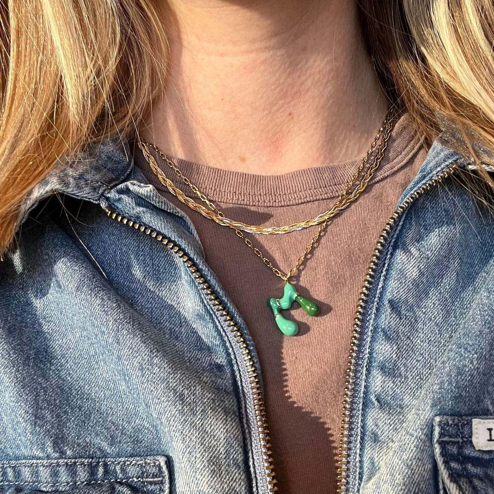 Bubble Alphabet Pendant Necklace Dripping Oil Minority Clavicle Chain Men