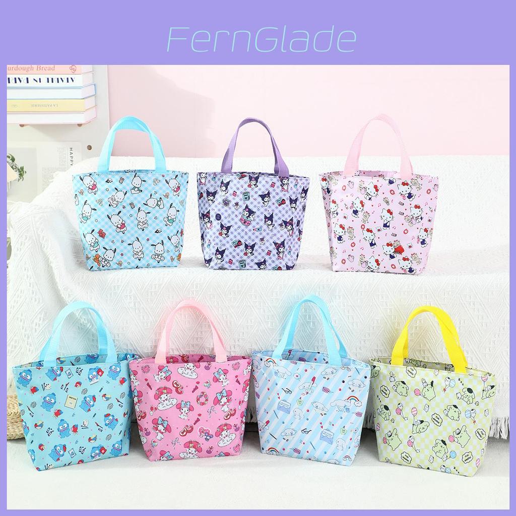 Oxford Cloth Lightweight Lunch Bag With Kuromi Labubu Print Design For Office Use And Outdoor Storage
