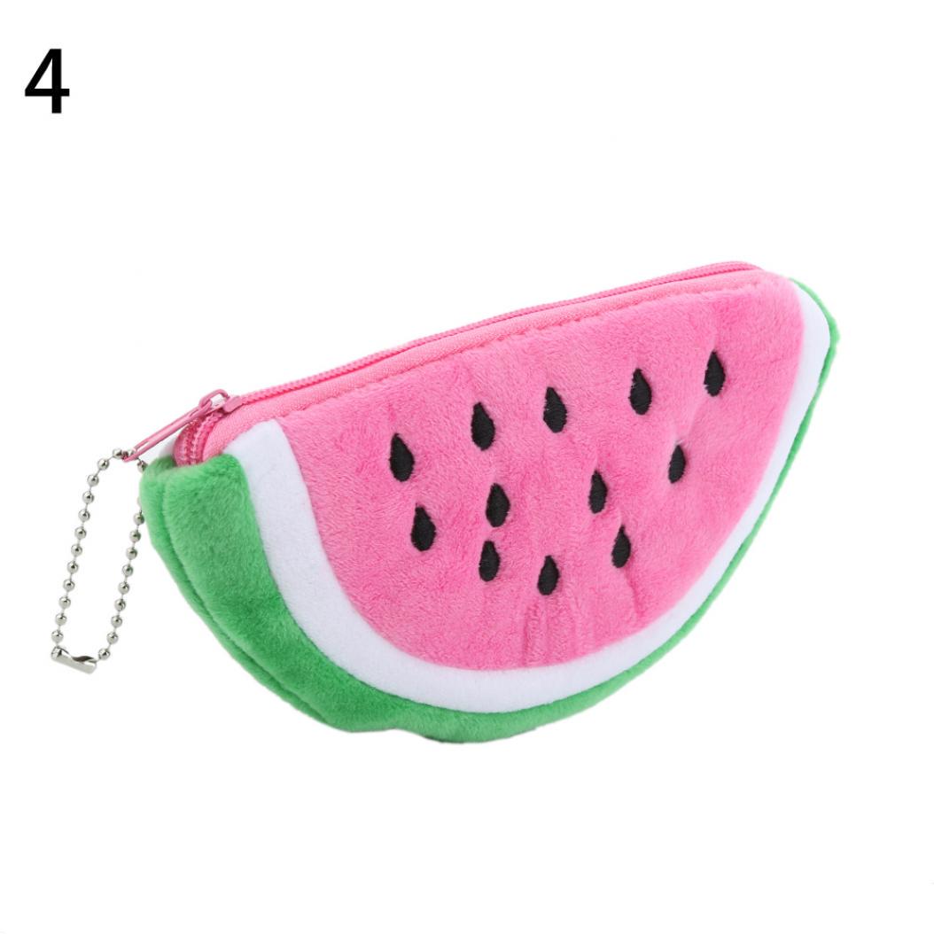 

Арбуз плюшевый кошелек для ключей и монет, косметичка, сумка для телефона и карандаша, сумка для ручек MIT 13.5cm x 8cm розовый