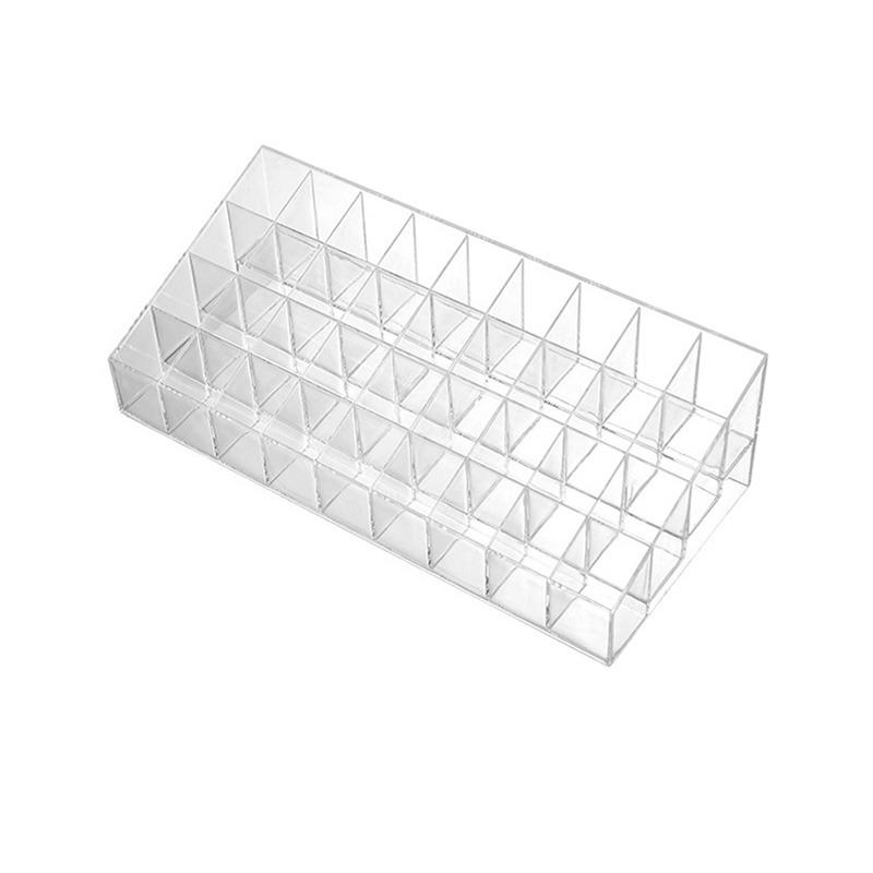 Trapezoid Clear Makeup Display 40 Lattices Lipstick Stand Case Cosmetic Organizer Holder Box
