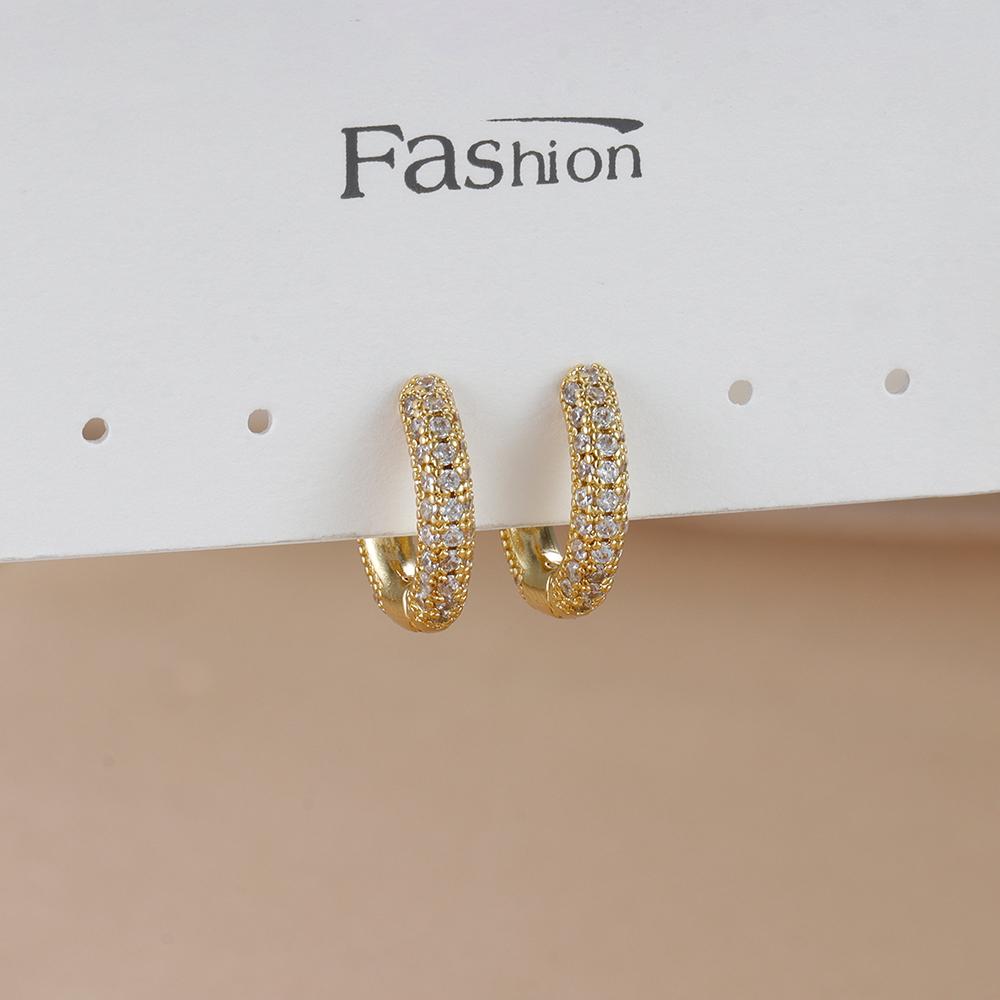 Fashion Stainless Steel Cubic Zircon Heart Dangle Earrings for Women Geometric Circle U-shaped Earrings Ear Piercing Jewelry