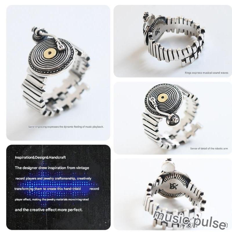 Unique Retro Sound Disc Themed Adjustable Copper Rings for Sound Experts and Music Admirers Various Occasions