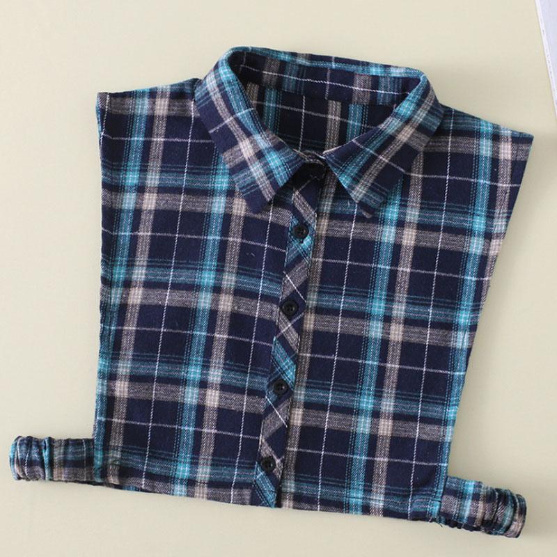 Fashion Plaid Fake Collar Women Detachable collars New Cotton False Collar Shirt Tie Female Removable Dickie Half Shirt Women